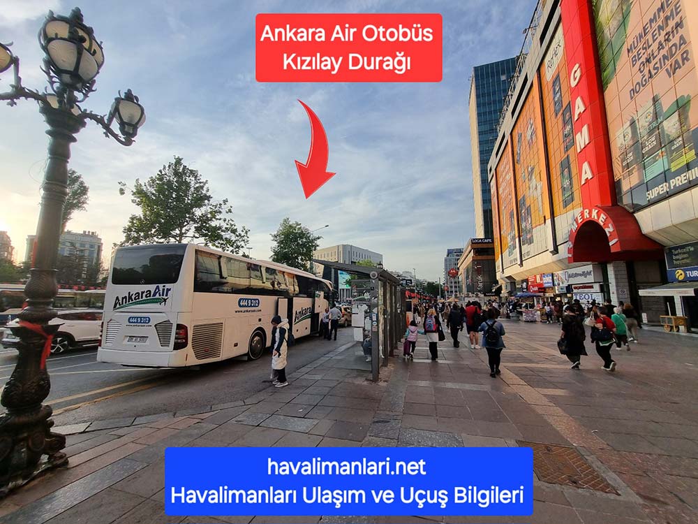 Gama İş Merkezi Belkoair havaalanı otobüs durağı Kızılay