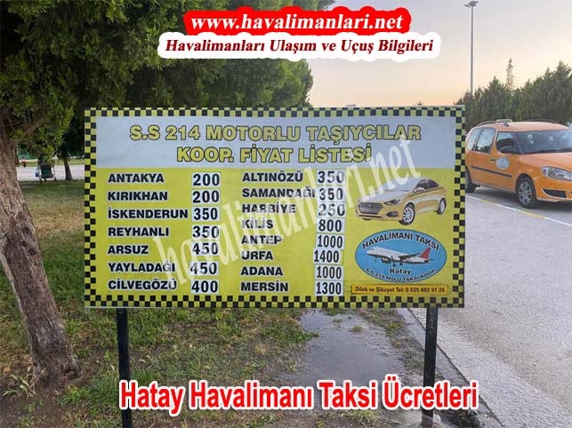 Hatay Havalimanı Taksi Ücreti