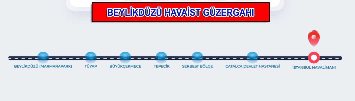 Beylikdüzü İstanbul Yeni Havalimanı arası Havaist Güzergahı