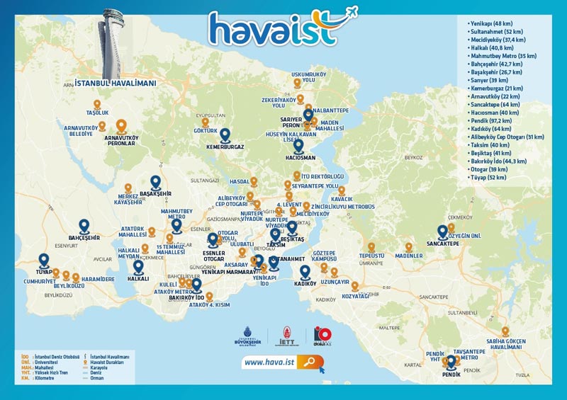 İstanbul Yeni Havalimanı Havaist Otobüs Ulaşım Hattı