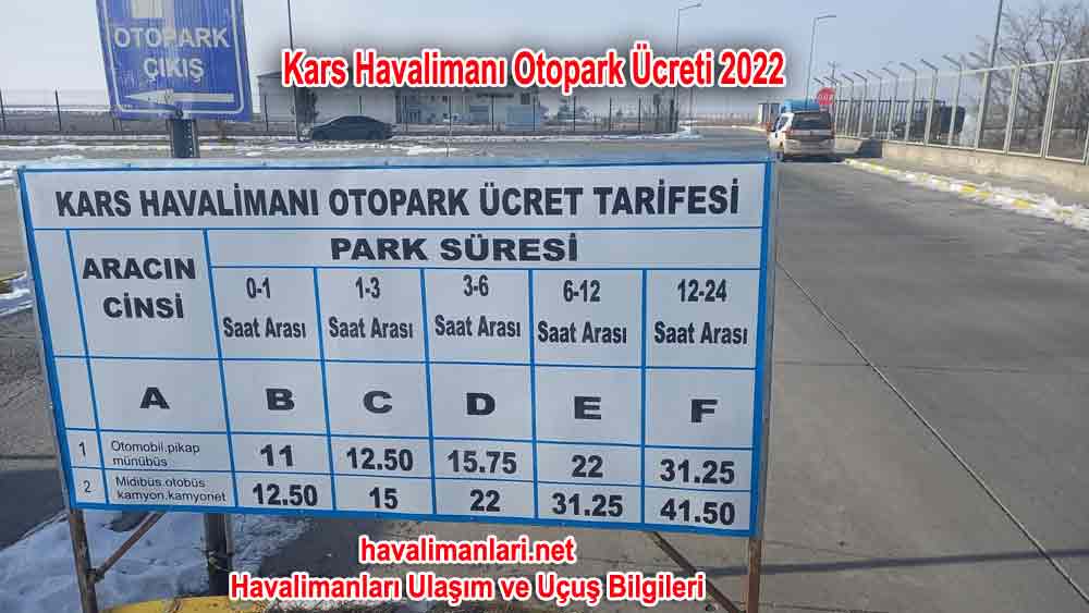 Kars Havalimanı Otopark Ücretleri