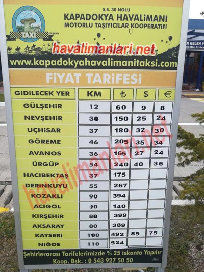 Nevşehir Kapadokya Havalimanı Taksi