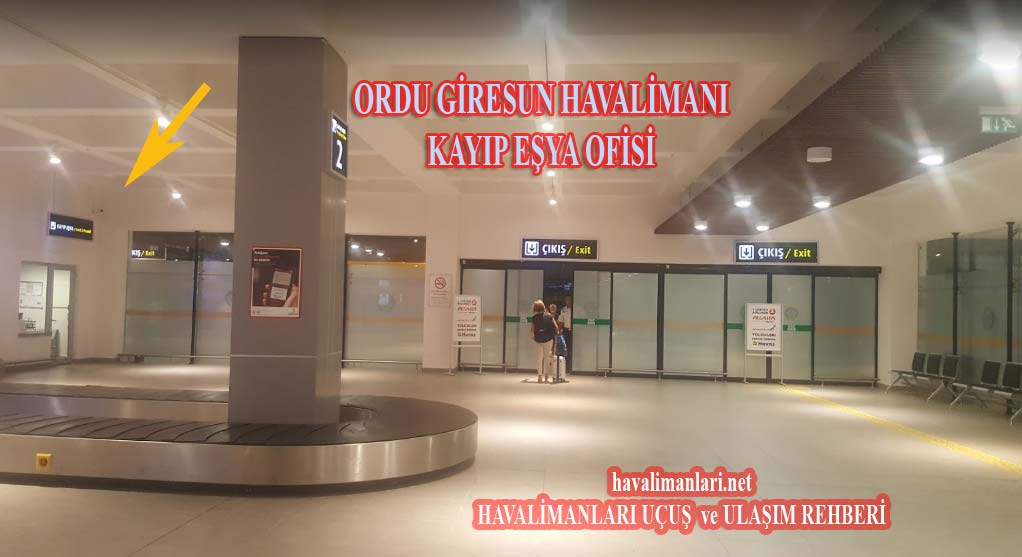 Ordu Giresun Havalimanı Airport İç Hatlar Dış Hatlar Kayıp eşya ofisi